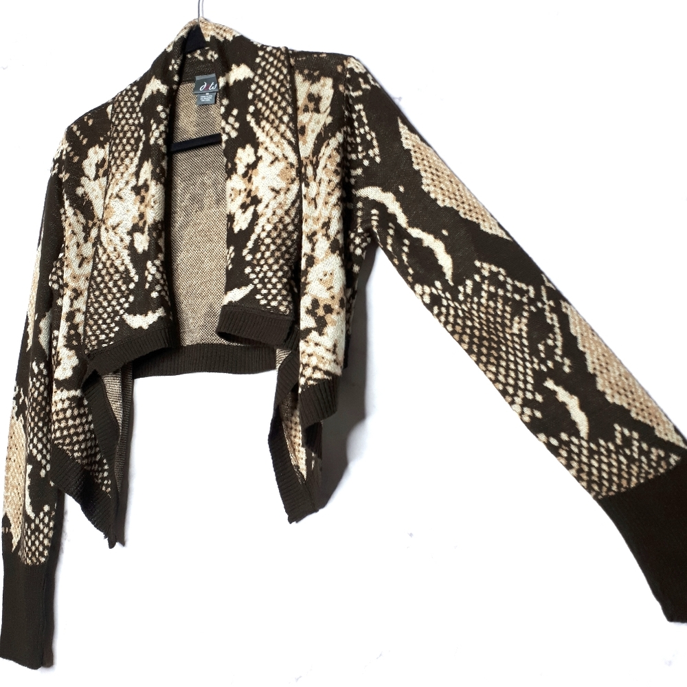 Dots Waterfall Cropped Top Long Sleeve Snakeskin M